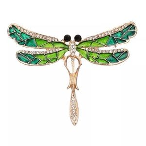 Enamel and Crystal Dragonfly Brooch